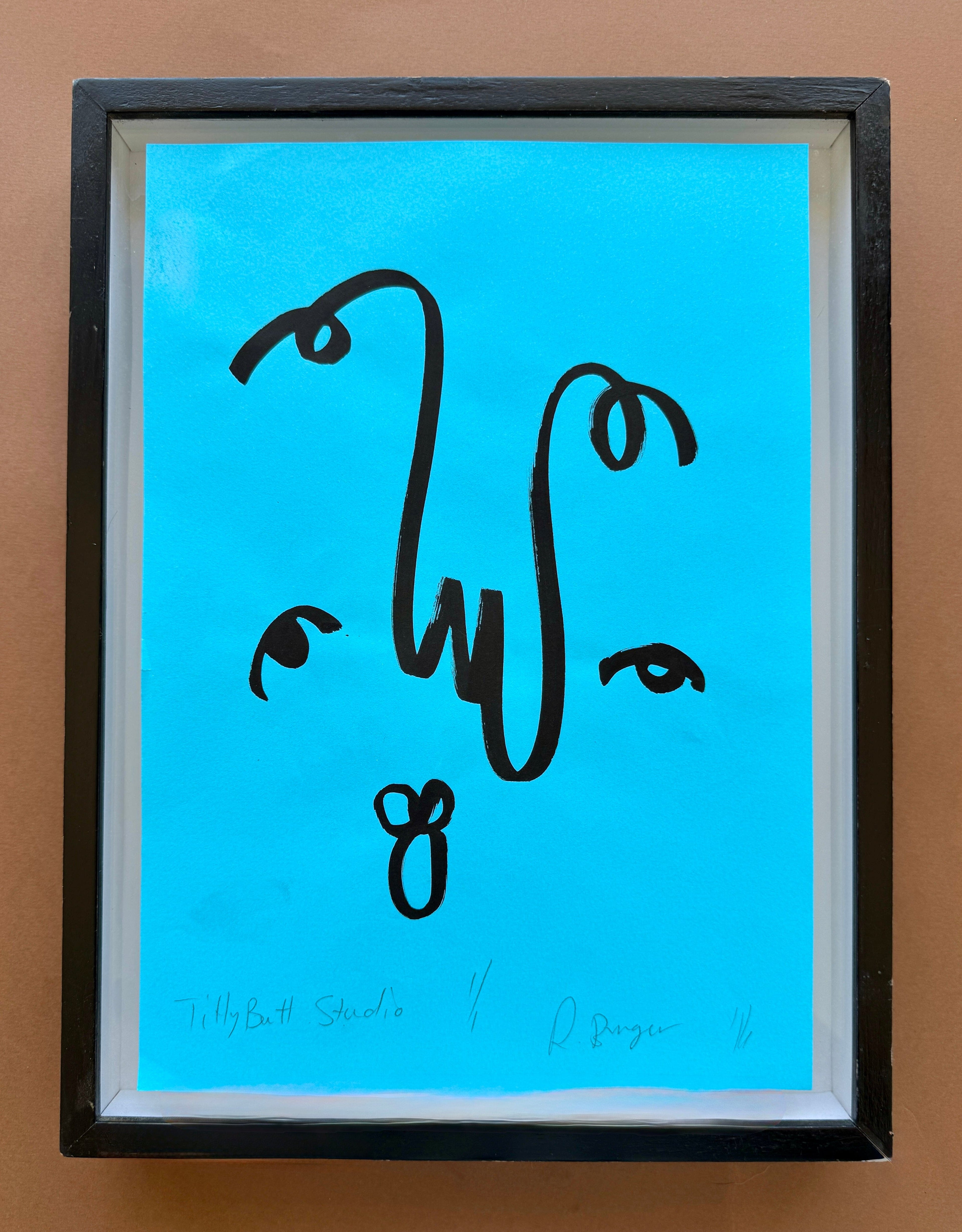 Blue Loop Face Original A4 Linework Tittybutt.studio 