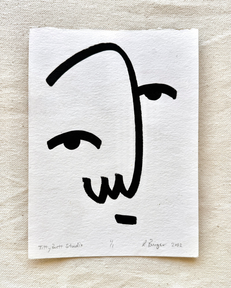 Minimal Abstract Face Original A5 Linework Face Tittybutt.studio 